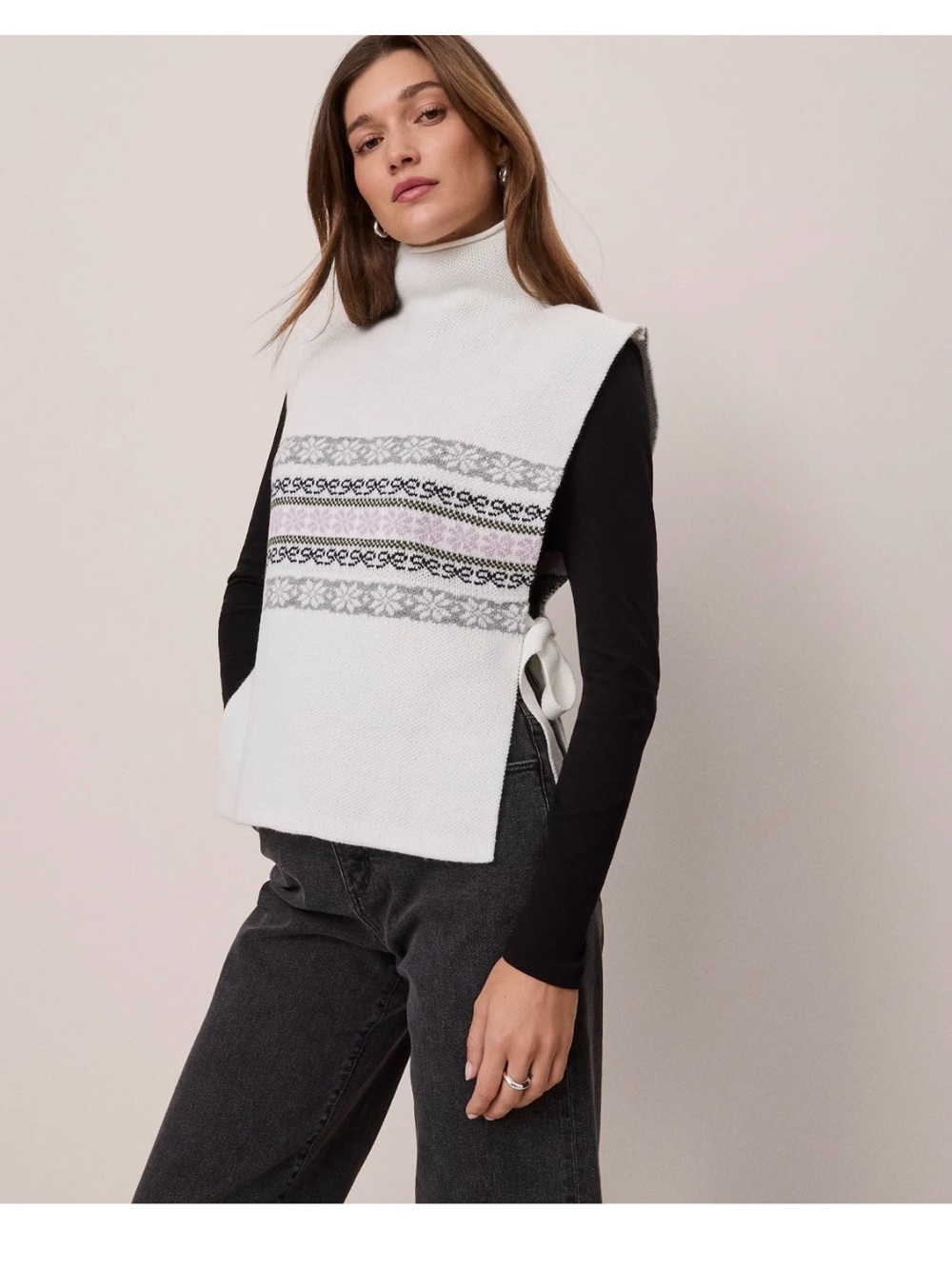 NWT $98 Ann Taylor Fair isle dickie sweater vest sz M/L